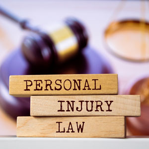 Wooden blocks stacked on top of each other, spelling out PERSONAL INJURY LAW - Law Offices of Daniel L. Clayton
